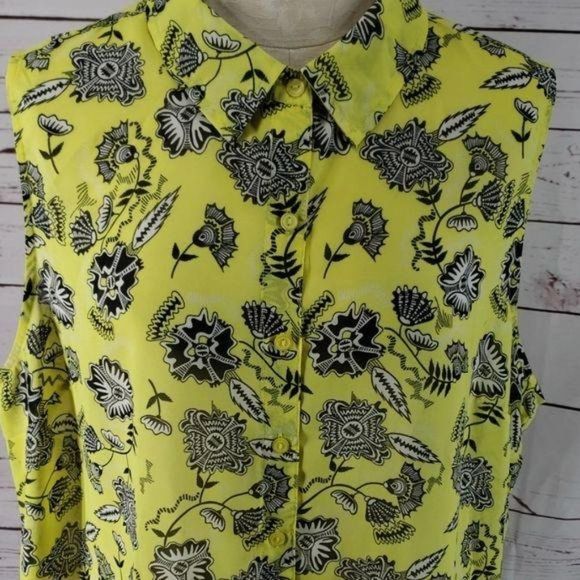 Attention Yellow & Black Floral Sleeveless blouse - Picture 6 of 8